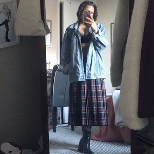 Vintage plaid midi skirt